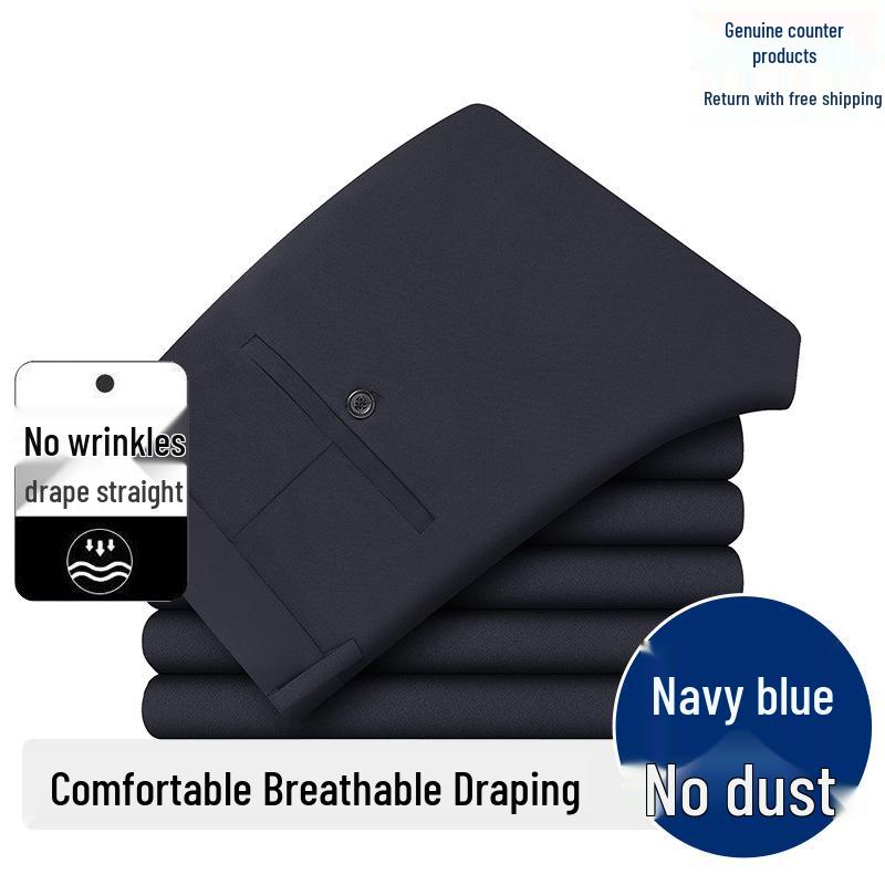 Pánské nadměrné ležérní elastické oblekové kalhoty - Slim fit, nemačkavé, formální kalhoty pro business