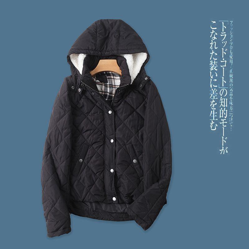 Fall and Winter New Arrival Foreign Trade Women's Clothing Stand Collar Hooded Long Sleeves Zipper Buckle Double Pocket Cotton-Padded Jacket 27585