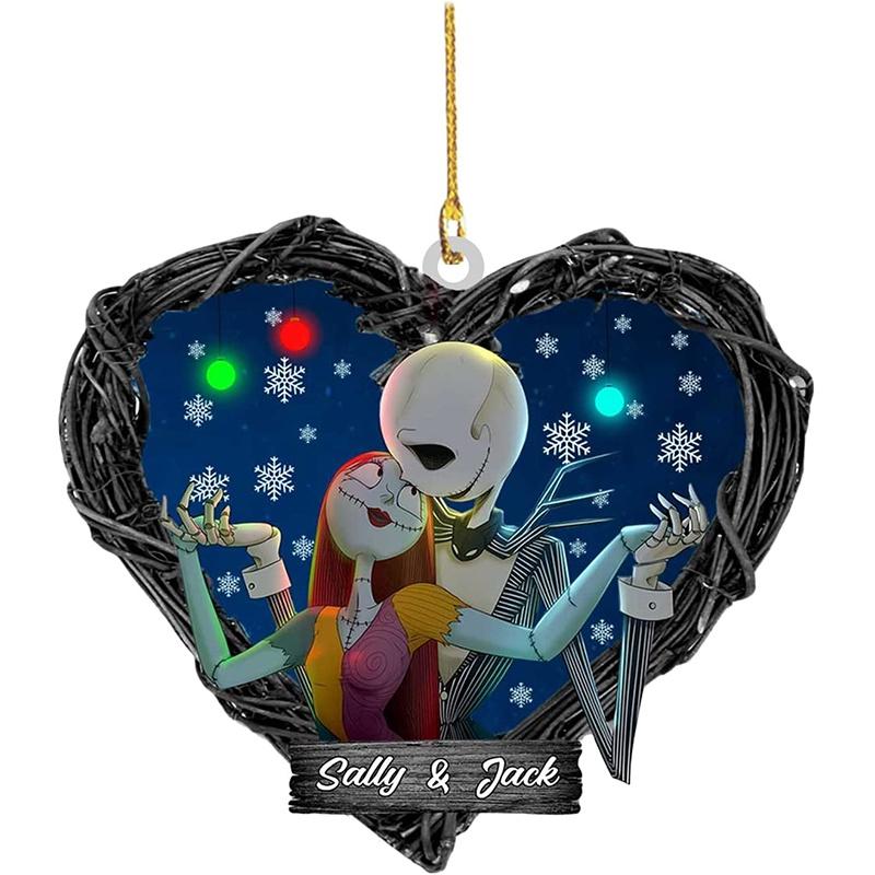 Nightmare Before Christmas Jack Sally Xmas Tree Acrylic Pendant Decoration