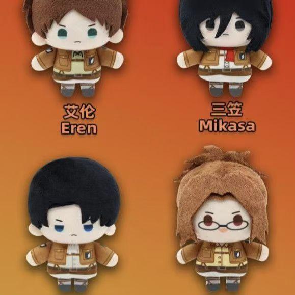 Set Portachiavi Peluche Attack on Titan, 10cm Bambola di Levi Mikasa Eren Hange, Peluche Carino Chibi, Ciondolo Zaino Anime, Collezione Corpo di Ricerca