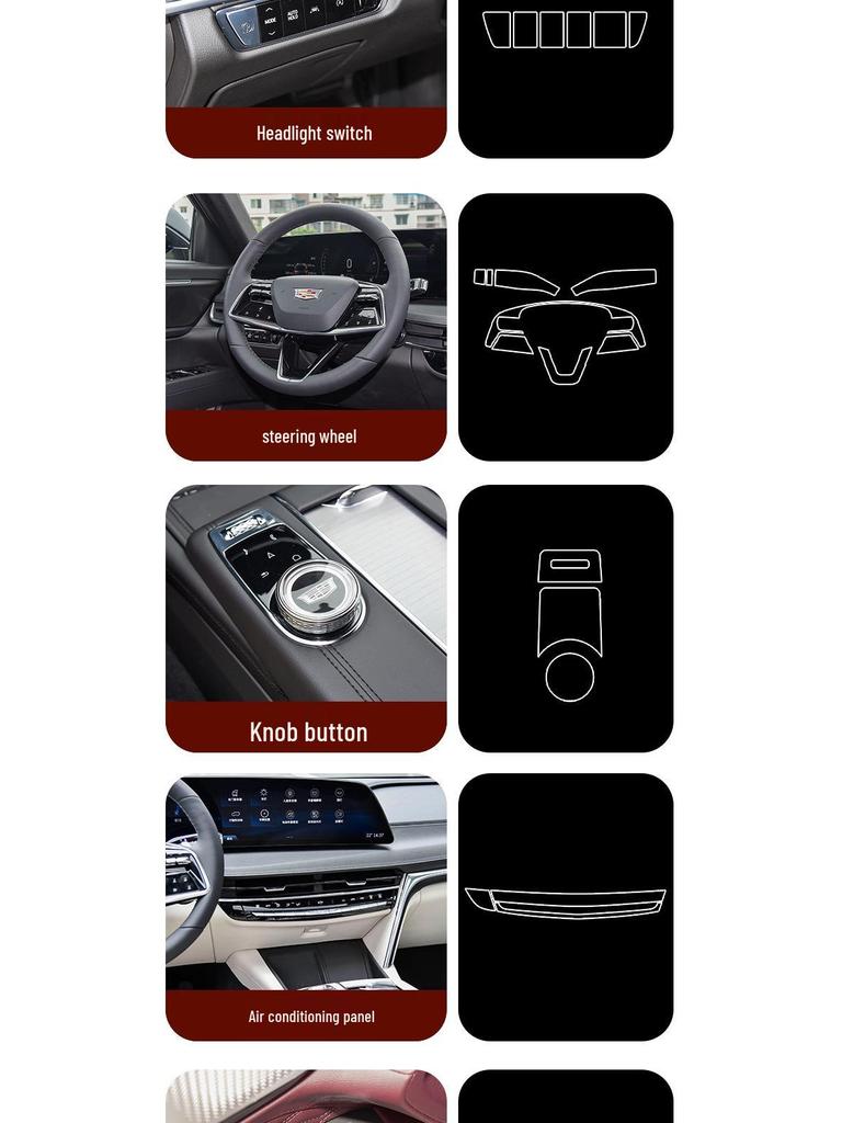 Cadillac CT6 Interior Protection Film: Fits 26 Models - Console Sticker, Navigation Screen Protector & Air Vent Modifier