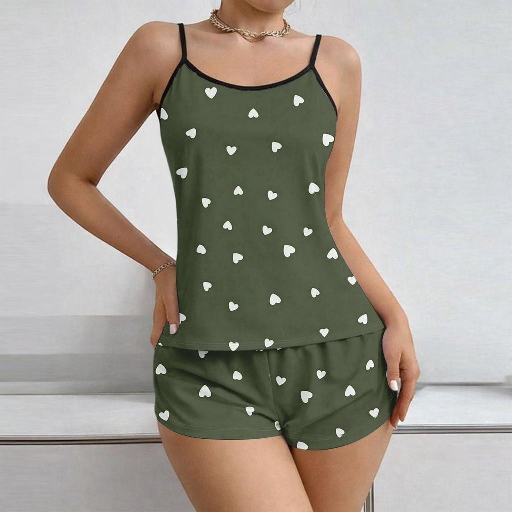 Women Soft 2 Piece Pajamas Set Sleeveless Shorts Set Loungewear Sets Pyjamas Nightwear