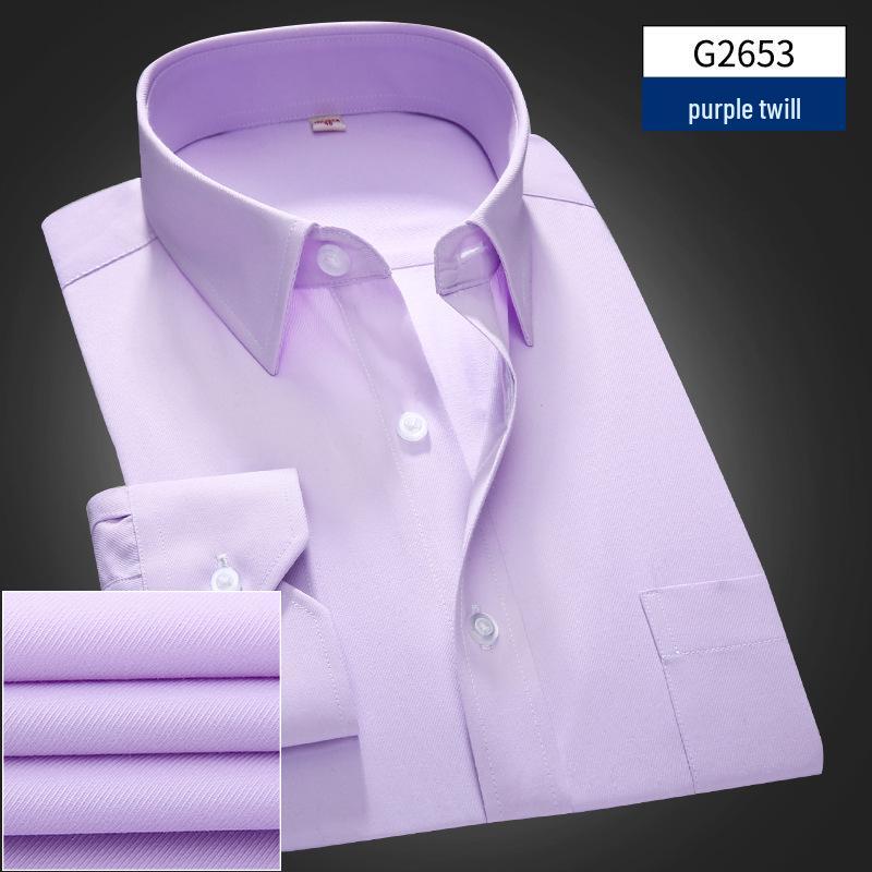 Men's Solid Color Long-Sleeve Business Shirt - Formal Workwear