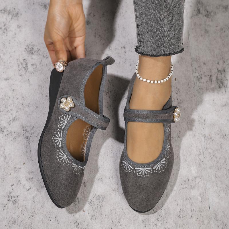 Damen Frühling Neue Mode Ethnische Stil Stickerei Schuhe Atmungsaktiv Keilabsatz Weiche Sohle Rutschfest Lässig Stoffschuhe Damen