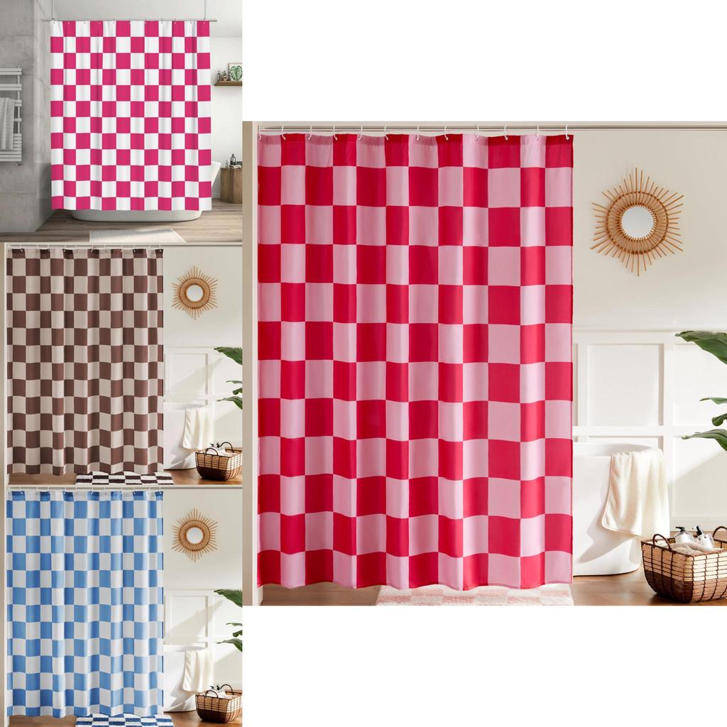 72x72inch Retro Checkerboard Pattern Waterproof Shower Curtain For Shower Privacy And Decor