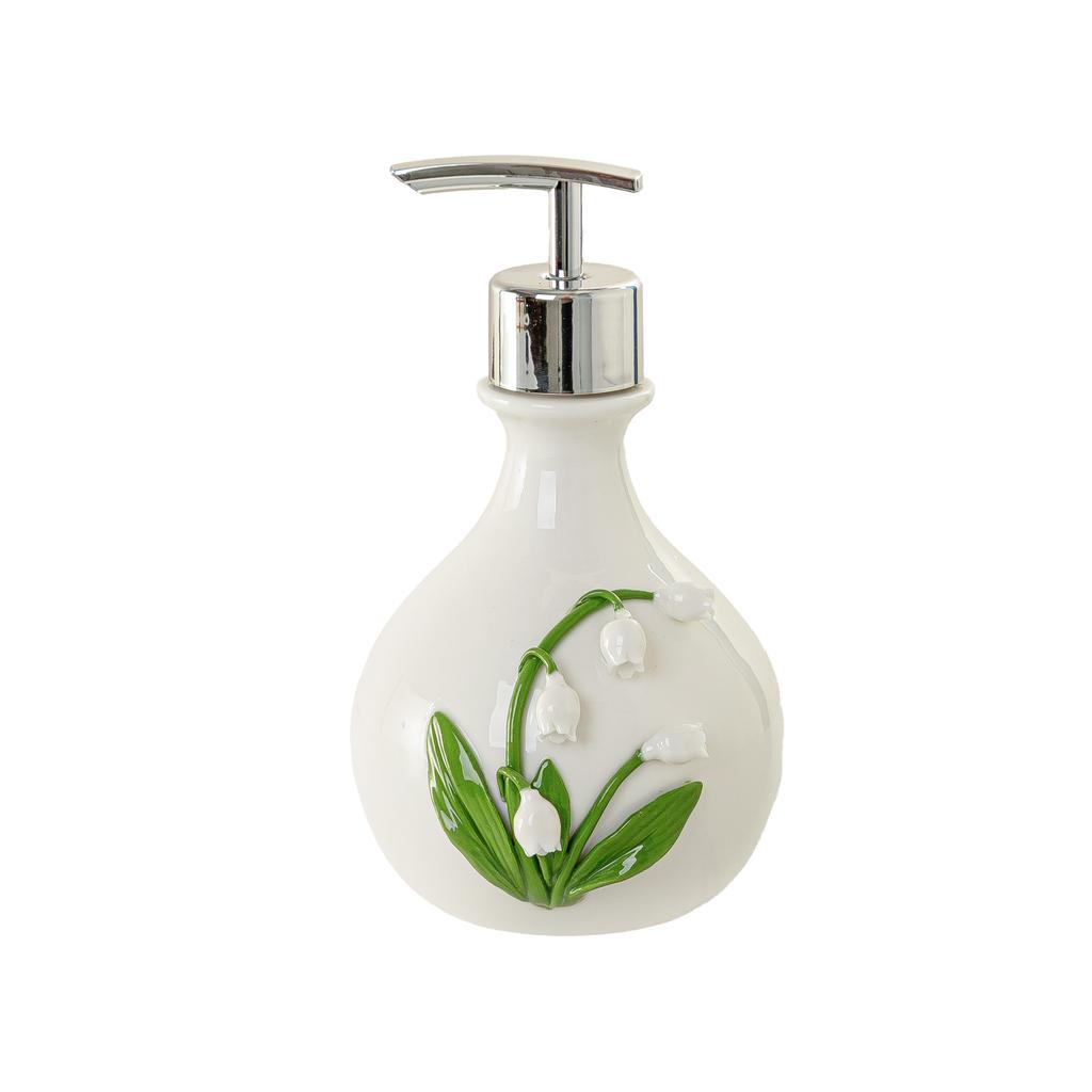 Soap Dispenser Creative Ceramic Bell Orchid Bathroom Hand Washing Lotion Bath Gel Hair Washing Water Press Lotion Sub Bottled