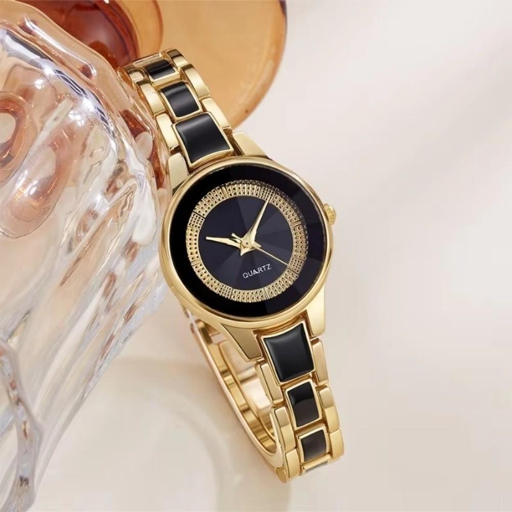 Round Dial Quartz Wristwatch Quartz Movement Fashion Watch Elegant Ceramic Watch  For Women