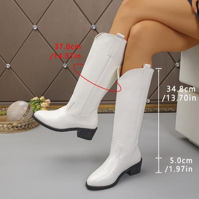 New Style Shoes: Thick-heeled High-top Leather Boots for Women, Large-sized Sleeve Thick-heeled Thin Boots for Women