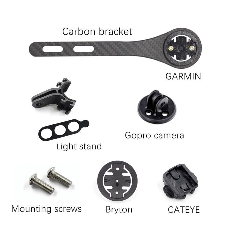 Short Version Bicycle Computer Mount Full Carbon 3K Road MTB Handlebar Mount Holder Support For Cateye Bryton IGpsport Blackbird