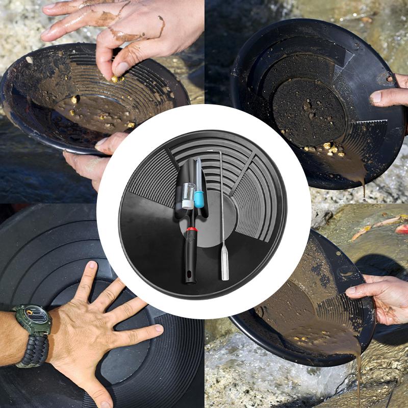 Bassin de Lavage d'Or Outil de Prospection pour Amateurs Passionnés Conception Empilable pour Débutants Idéal pour l'Exploration des Eaux Rapides