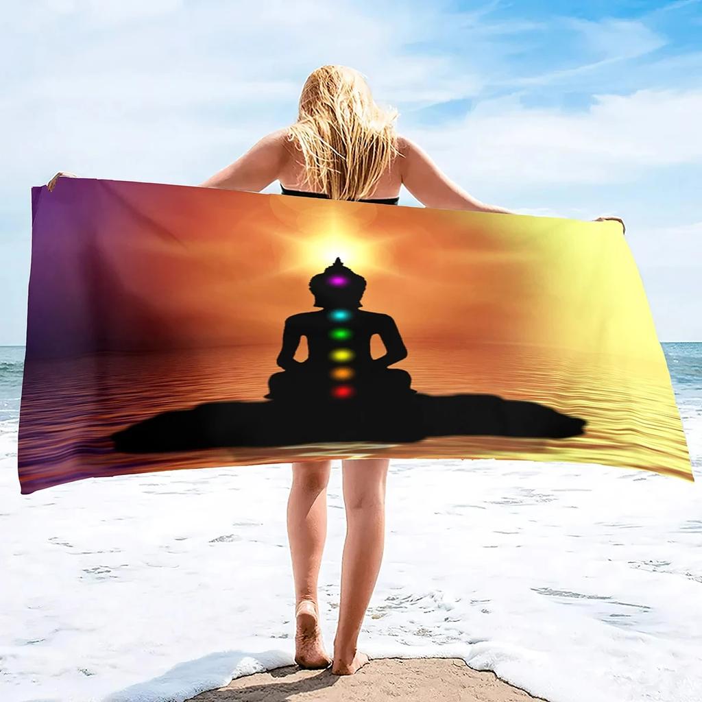 Seven Chakras Beach Towel Microfiber Sand Proof Swimming Cover Quick Dry Bath Towels for Pool Travel Yoga Sport Camping Spa Gym