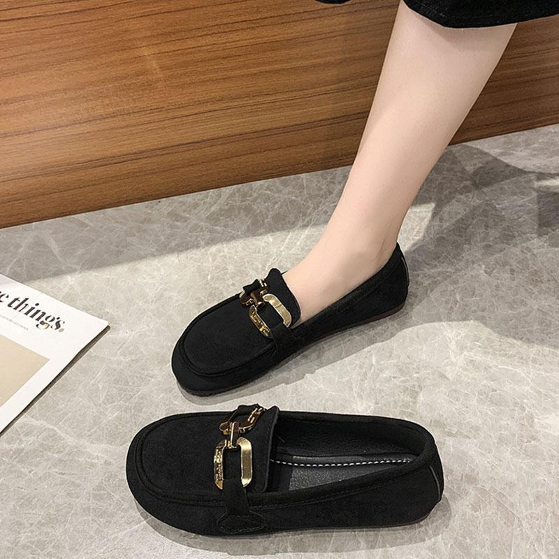 Ladies Footwear Slip-on Round Toe Women's Flat Loafers Shoes Black Social Lastest Elegant Dress Fashionable 2025 Trend Sale Non