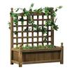 Macetas de Jardín con Enrejado para Plantas Trepadoras, Camas Elevadas de Madera para Jardín, Maceta, Interior Exterior, Marrón