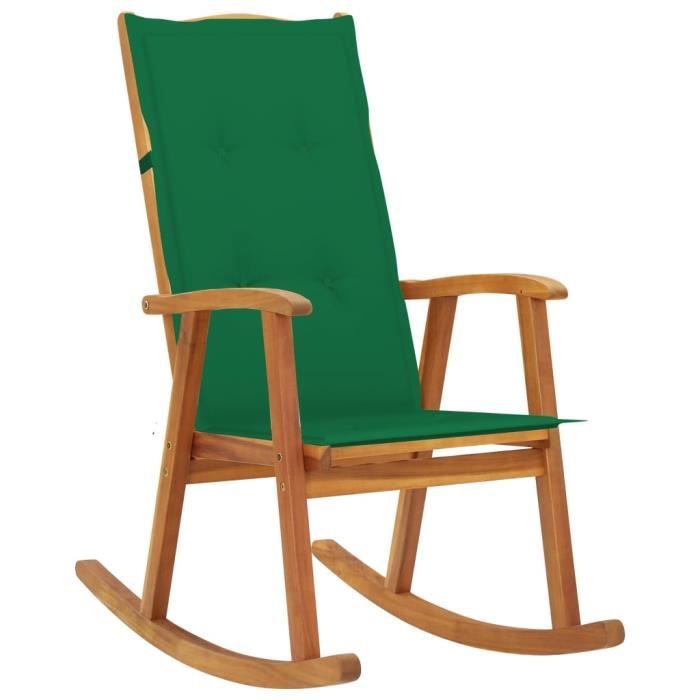 VidaXL Chaise à bascule, avec coussins, Bois d'acacia massif.