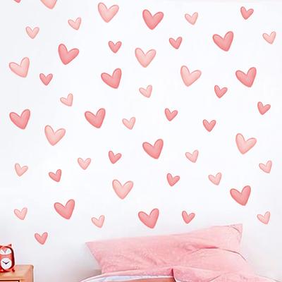 Adesivos de Parede Cor-de-Rosa Coração Desenho Animado Girly de Cura, Decoração Autocolante Fofa para Decoração de Quarto Sala de Estar
