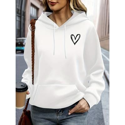 Y2k Unisex Fashion Heart Print Hoodie Casual Hooded Sweatshirt for Autumn Winter Women's Oversize Clothing Woman