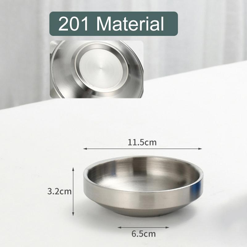 Flat 201/304 Stainless Steel Dish Plate Cooking Noodles Bowl Thickened Dinner Plate Seasoning For Kitchen Restaurant Tableware