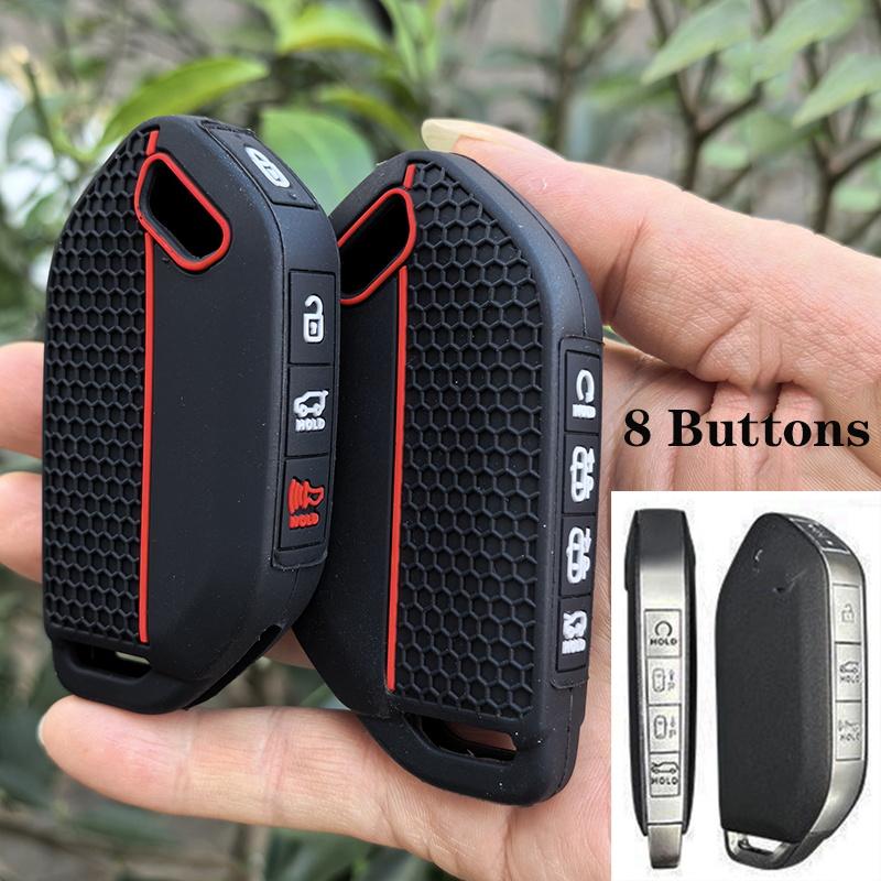 

For Kia Ev9 K3 K5 Carnival Picanto Gt Line Sorento Mq4 Ka4 Rubber Silicone Car Key Case Holder Remote Cover Keychain Accessories