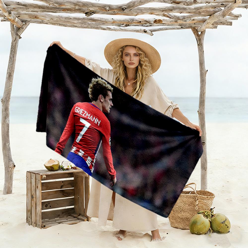 Griezmann's Jersey Beach Towel Super Soft Microfiber Quickdry Fabric Comfortable Lightweight Suitable for Swimming, Gym, Camping, Yoga Vacation