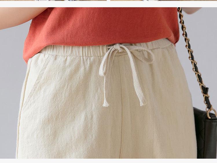 Women's Plus Size Cotton Harem Pants - Spring/Summer Solid Color, Nine-Point Length, Loose Casual Fit