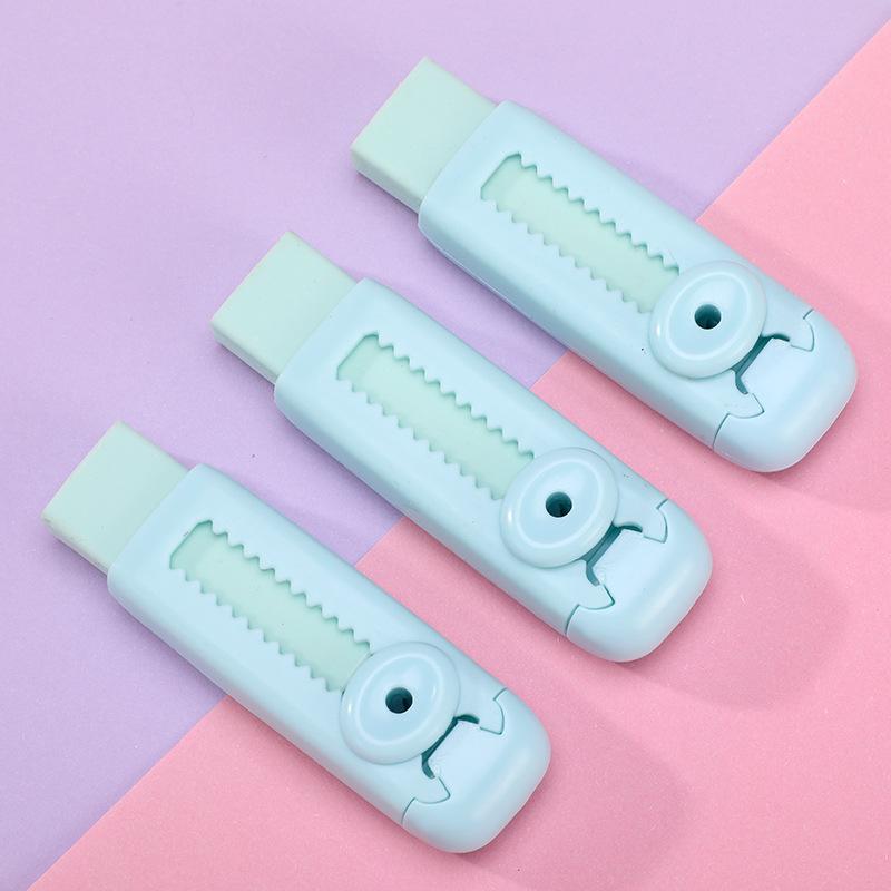 

Выдвижной ластик в форме мультяшного персонажа для школьных принадлежностей: Без следов, без мусора, подходит для учеников начальной школы. 3pcs set зелёный