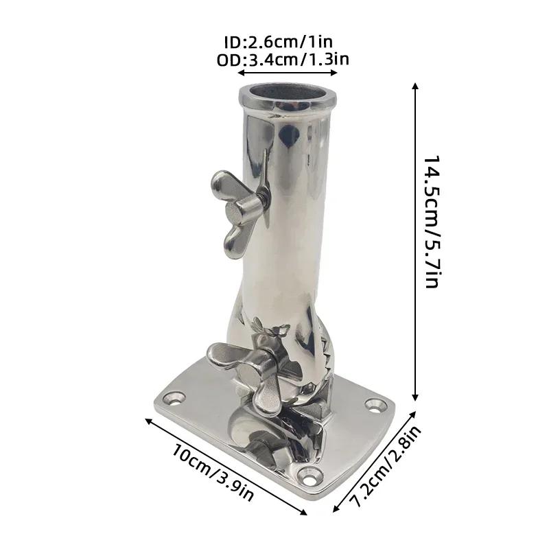 

180 Degree Rotatable 316 Stainless Steel Flag Pole Hold Base Bracket Adjustable Flagpole for House Patio Outdoor Yard Farmhouse