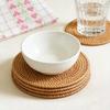 Hand Woven Hot Insulation Placemats Table Padding Kitchen Decoration Accessories Cup Mat Round Natural Rattan Hot Pad
