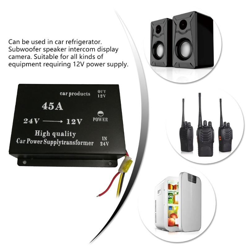 Truck Voltage Converter 45A, Efficient 24V To 12V Power Adapter With Safety Features For Vehicle Electronics Equipment