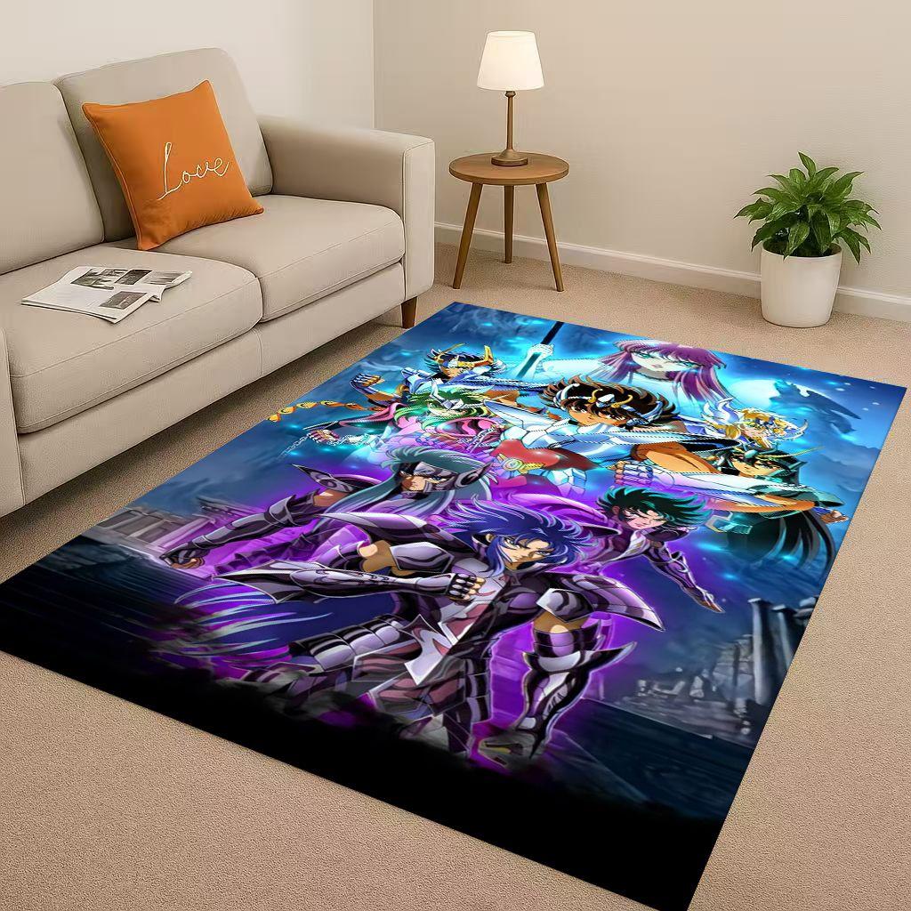Retro Saint Seiya Shiryu Athena Cartoon Living Room Non Slip Area Rug Carpet for Bedroom Sofa,Easy Clean Home Decor Doormat Kids