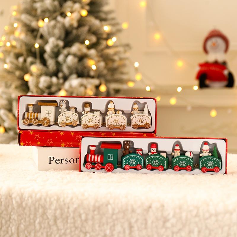 Christmas Wooden Train Sculpture Merry Christmas Decorations for Home 2026 Xmas Ornament Navidad Noel Gifts New Year Gifts