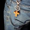 Religious Wooden Crosses Keychain Pendant Key Holder Metal Keyring Everyday Use Key Ornament for Christian Believers
