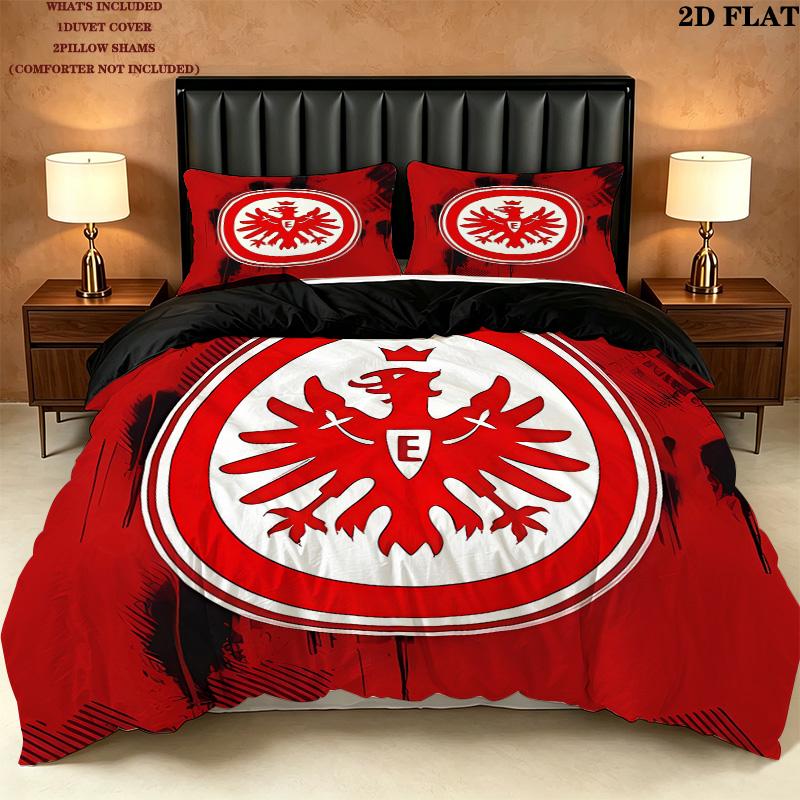Frankfurt Football Pattern Bedding Quilt Set Quilt Cover Pillowcase Home Birthday Gift(1 * duvet cover + 2 * pillowcase, without core)