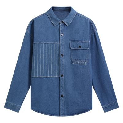 Long Sleeve Solid Denim Casual Stylish Denim Plus Sizes Men's Shirt, Coat, Jacket, Spring/Autumn Outerwear,