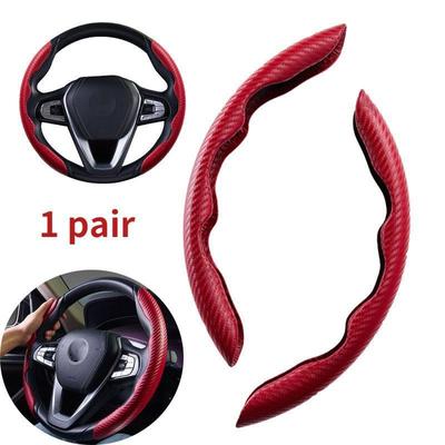 1 par de piezas de automóvil de fibra de carbono, cubierta antideslizante de seguridad para volante, accesorio para volante de coche