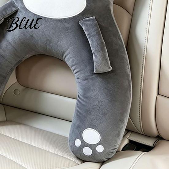 Coussin de siège doux en peluche Oreiller de voiture en forme de H pour enfants Oreillers de cou mignons Oreiller pour dormir assis et soutien du dos Oreiller de repos pour voyages Salon sur canapé Arrière