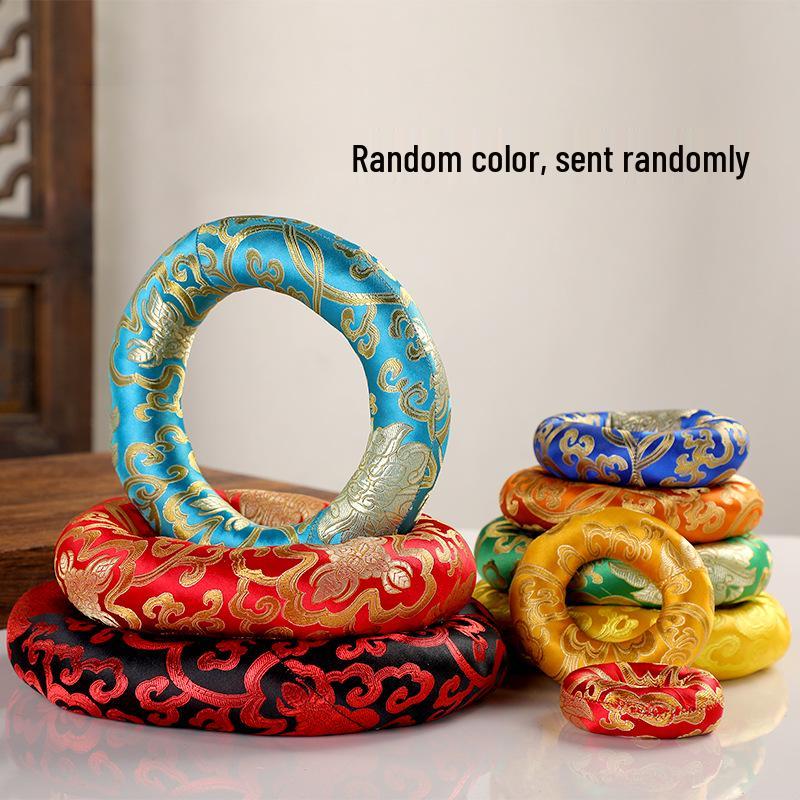 Nepalese Handmade Crystal and Copper Singing Bowl Pad with Cloth Circle and Chime Protection