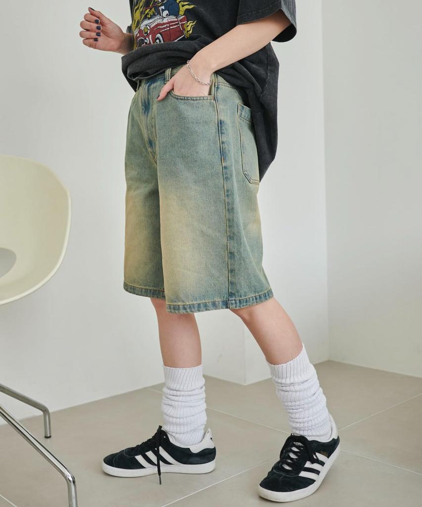WEGO Vintage Wash Denim Veľkosť Svetlý Denimový Povrch Dámske Šortky, M,