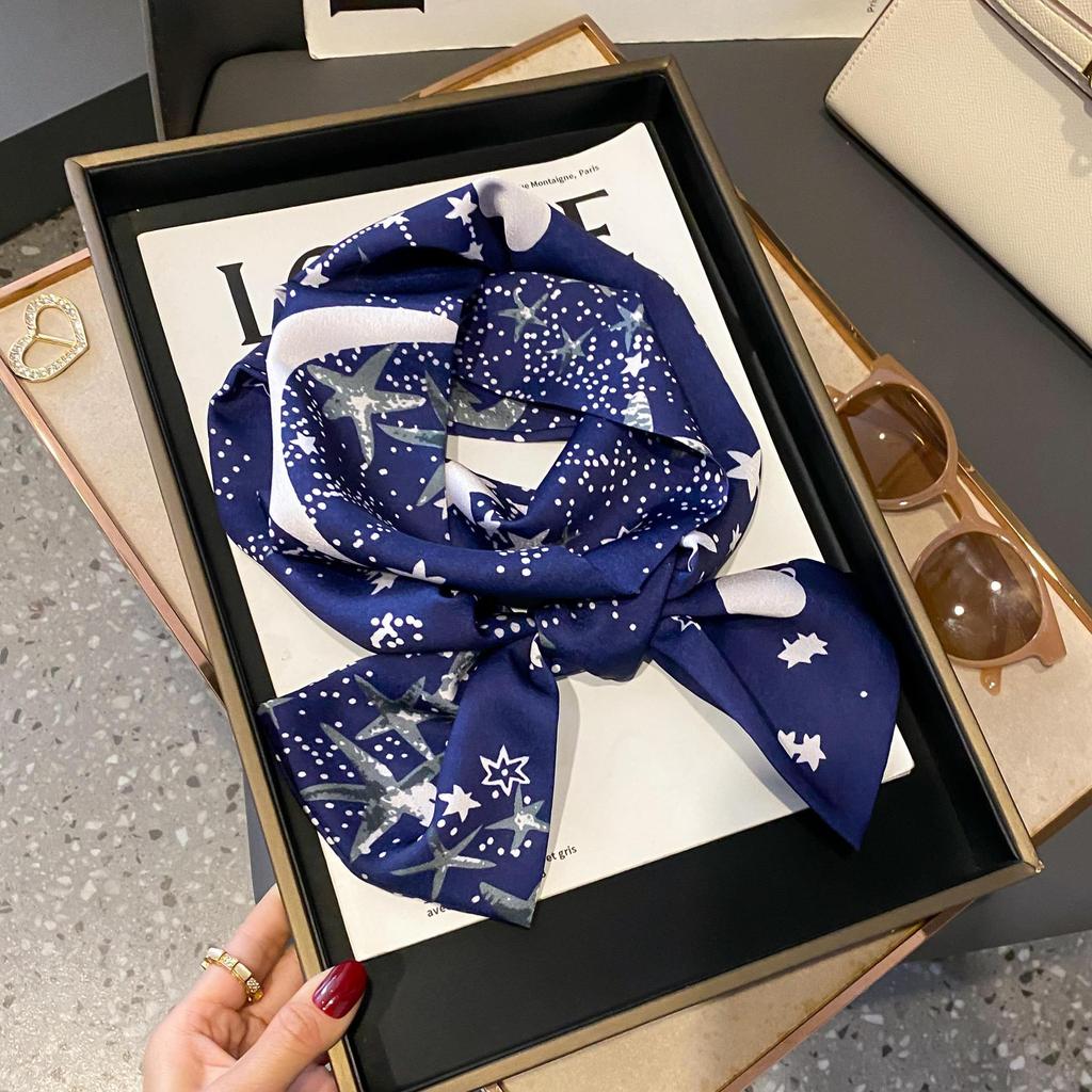 Small long silk scarf, women's spring and autumn style, foreign style, fashionable new style, matching shirt, headband, mother's neck, scarf.