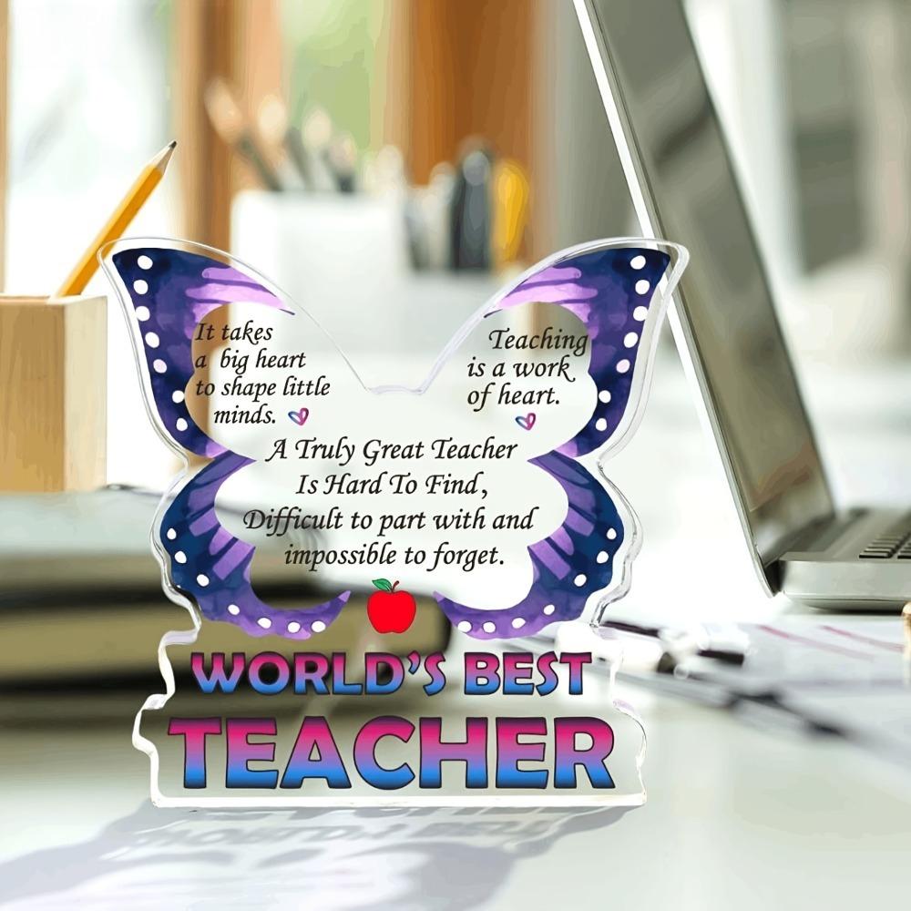 World'S Best Teacher Acrylic Desk Decoration - Meaningful Gift for Graduating Students, Teacher Retirement, Thanksgiving - Cherished Keepsake for Edu