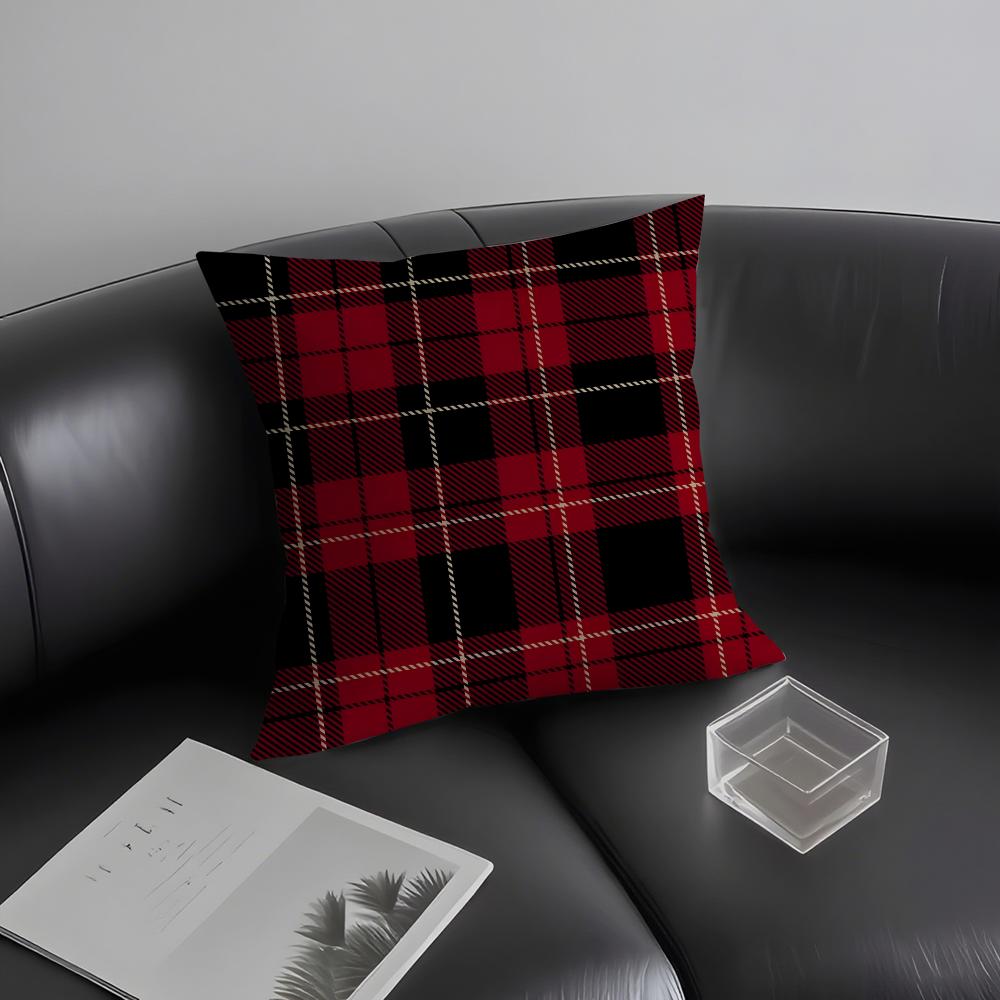 Plaid Luxury Cushion Cover Pillowcase Ultra Soft Skin Friendly Fabric Cloud Like Comfort & Concealed Zipper