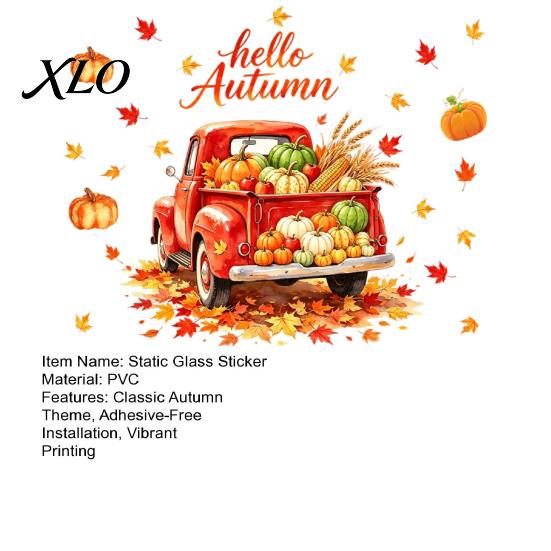 Static Cling Decorations Autumn Harvest Window Clings, Decorative Glass Sticker for Thanksgiving Home Shop Festive Clings Decor, Removable PVC