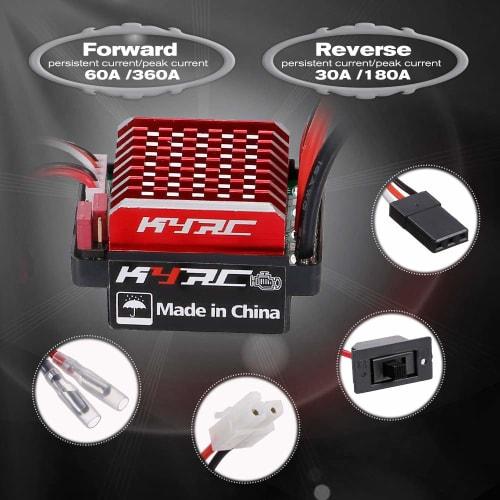 GoolRC 60A ESC RC Car ESC Brushed Electric Speed ??Controller 6V/2A BEC for 1/10 Scale Traxxas TRX-4, Trx-6, D90, HSP, Redcat, RC 4WD, Tamiya Axial SC