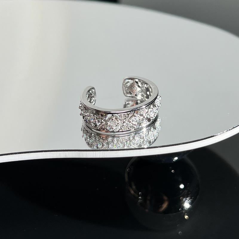 Collection retro Italian court style brushed hollow lace open ring women's fashion niche versatile ring