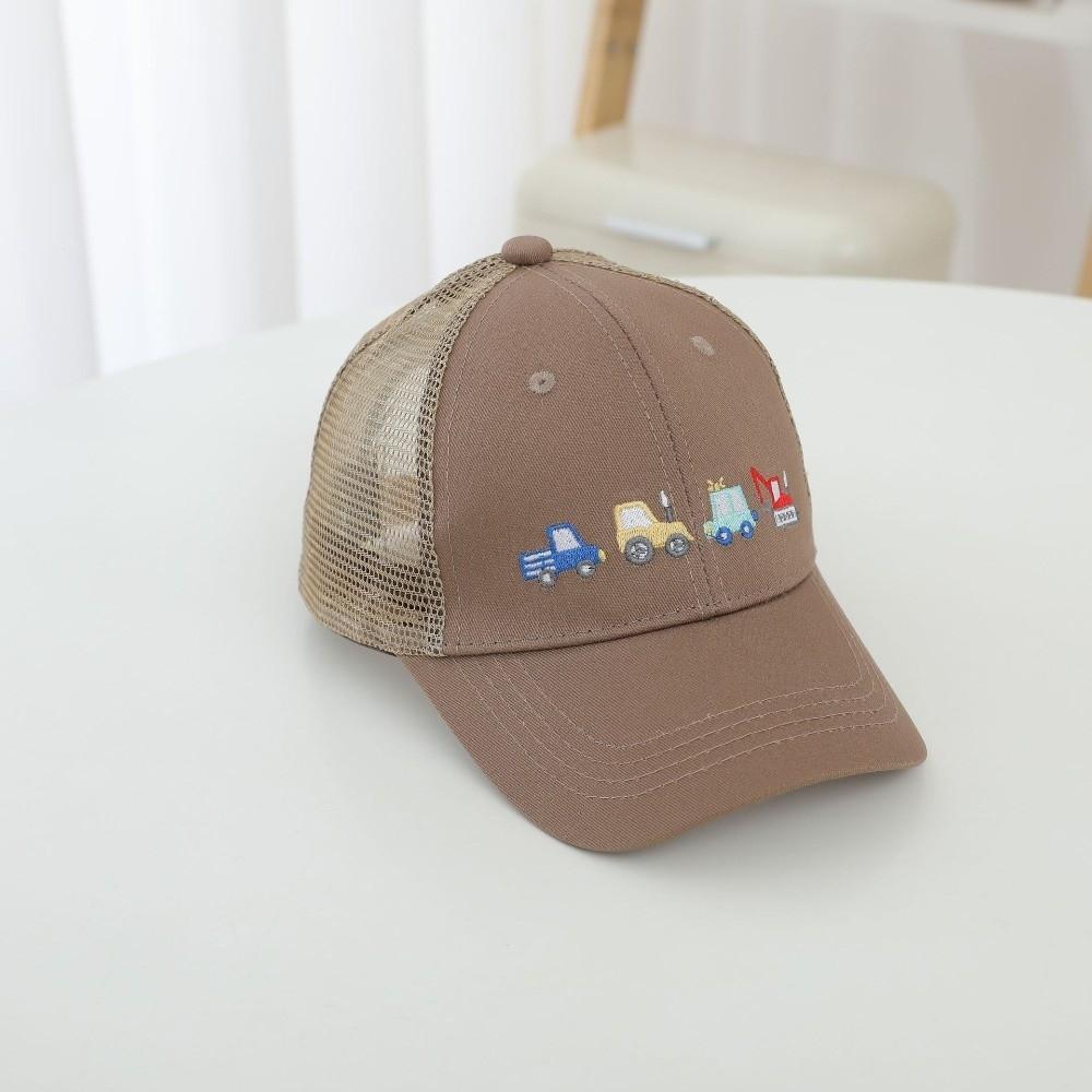 Fashion Cartoon Car Excavator Embroidered Children'S Baseball Caps Casual Mesh Toddler Peaked Caps Breathable Sun Hats Outdoor
