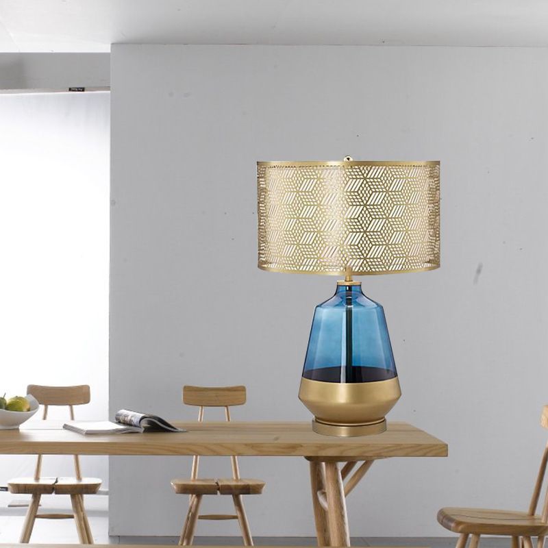 Modern Simple Hollow Out Table Lamp Designer Originality Golden Glass Table Lamp Aesthetics Indoor Lighting Lampu