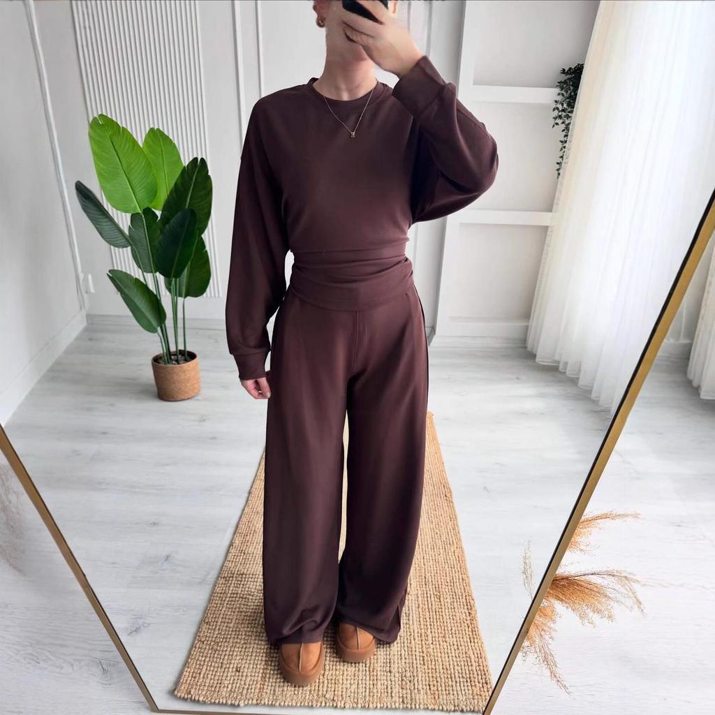 2025 Summer Women’s Fashion Set: Round Neck Top & High Waist Casual Pants