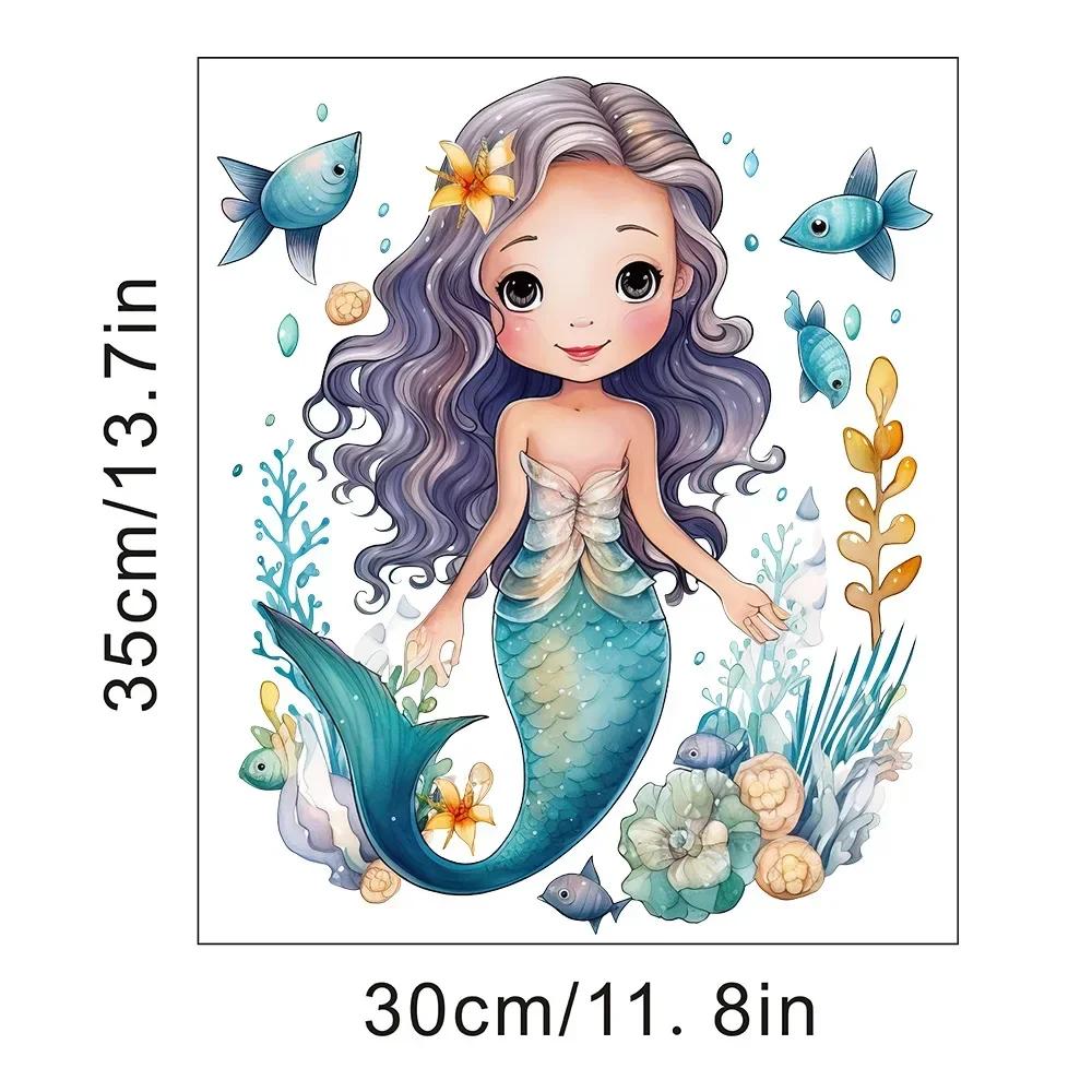 Undersea Animal Jellyfish Mermaid Wall Sticker Home Wall Decoration Children's Room Wall Sticker Baby Girl Room Decor PVC Murals