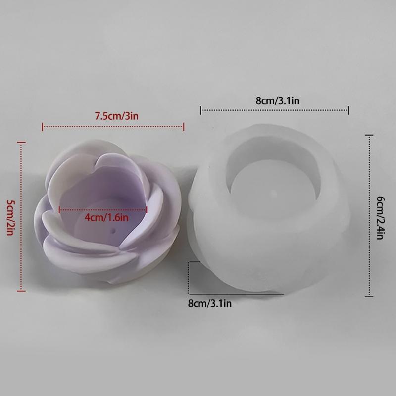 3D Candlestick Silicone Mold Rose Flower Candle Holder Molds Epoxy Resin Casting Mold for DIY Crafts Home Decorations