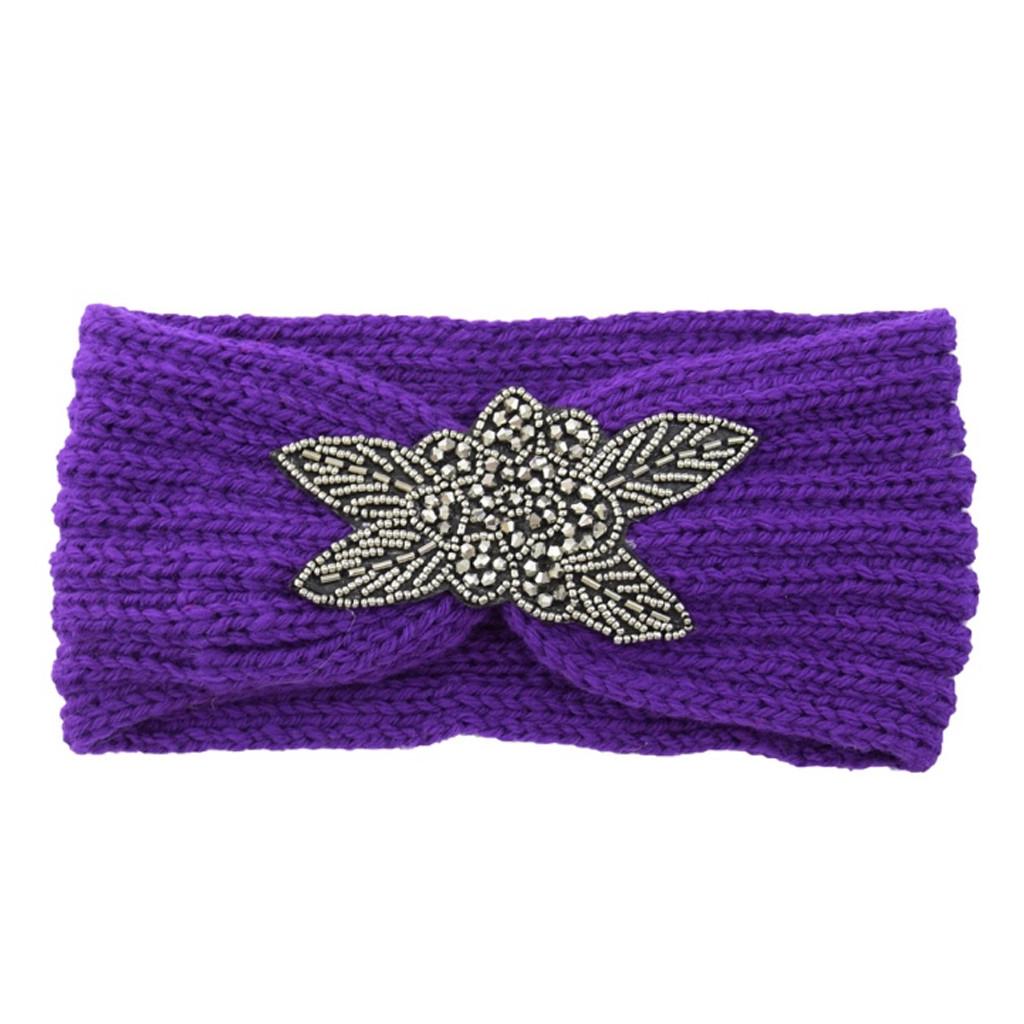 

Модные женские термальные ручные вязаные повязки на голову из шерсти, сладкие повязки для волос для девочек One size фиолетовый