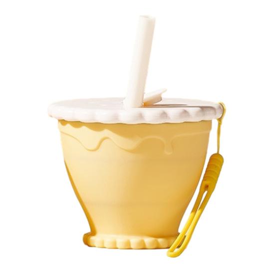 Collapsible Travel Cup with Lid Cookie Design Silicone Folding Cup Portable Reusable Drinking Cup for Camping Hiking Picnics